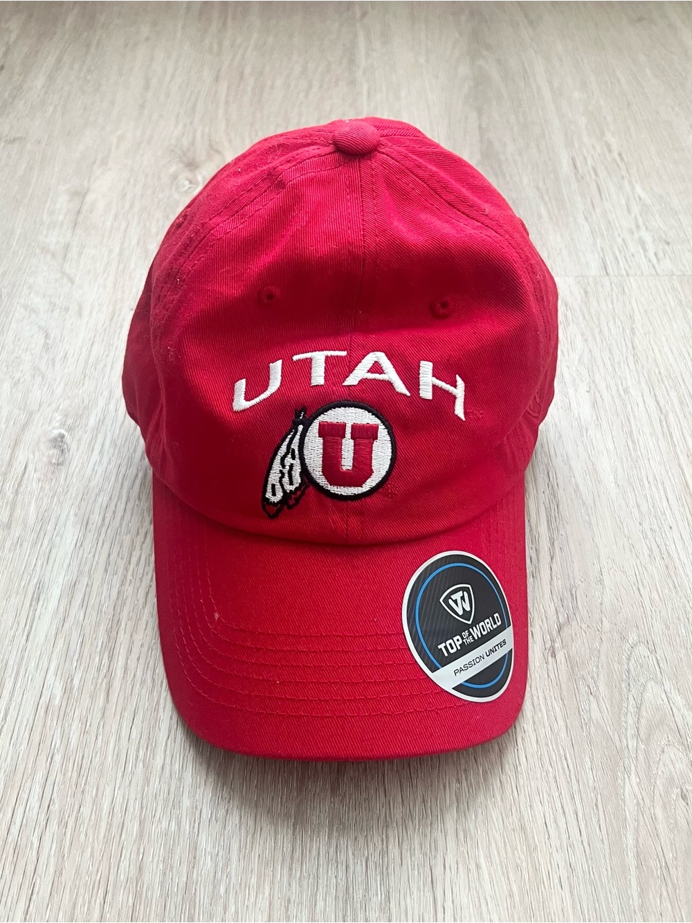 Utah Utes Adjustable Hat Red White Embroidered Curved Brim NCAA Cap